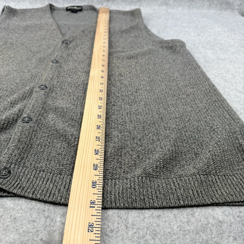 Vintage 90s Eddie Bauer Men's XLT Gray Chunky Ribbed Knit Cardigan Sweater Vest
